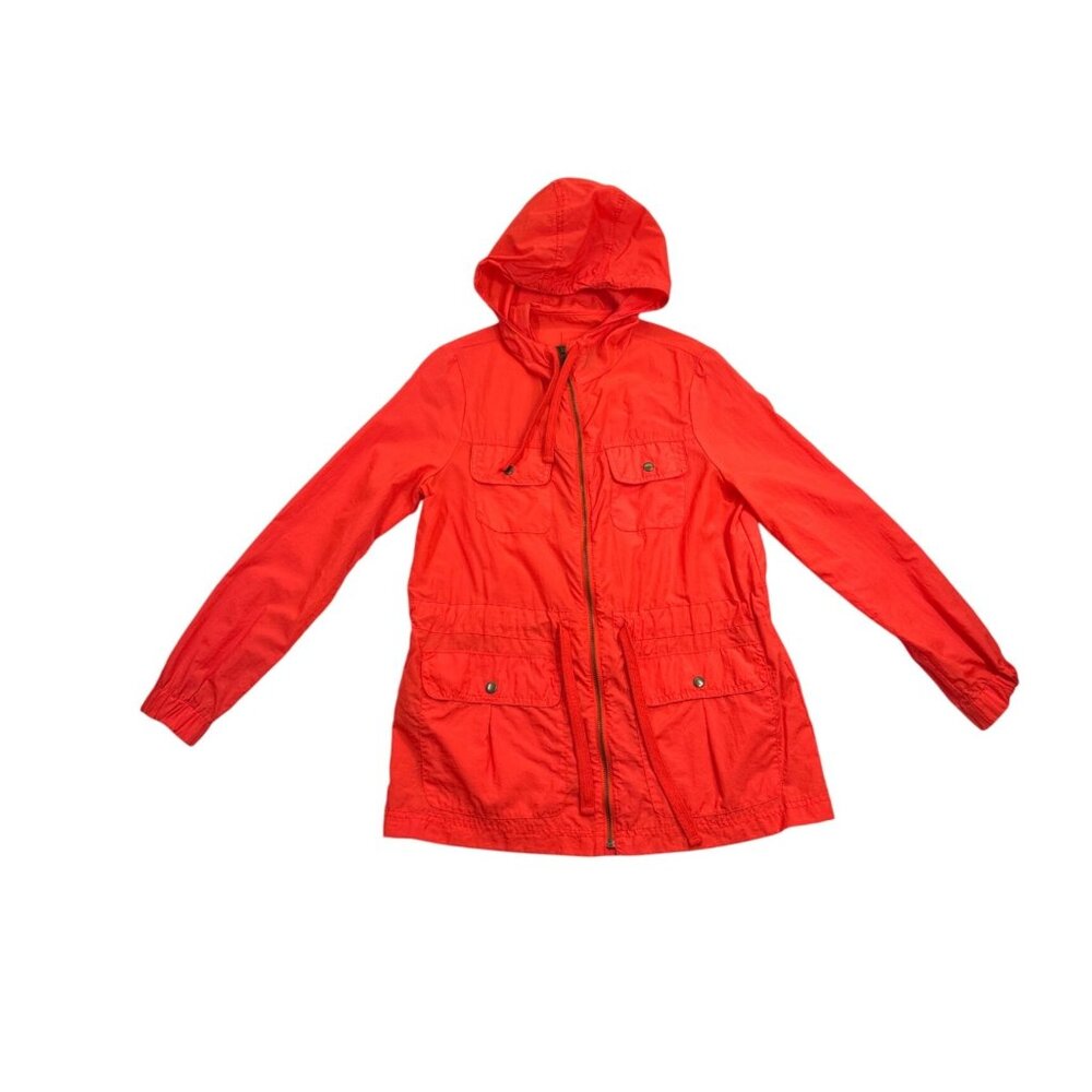 Gap Jacket Womens Small Orange‎ Hooded Tennis Windbreaker Nylon Full Zip